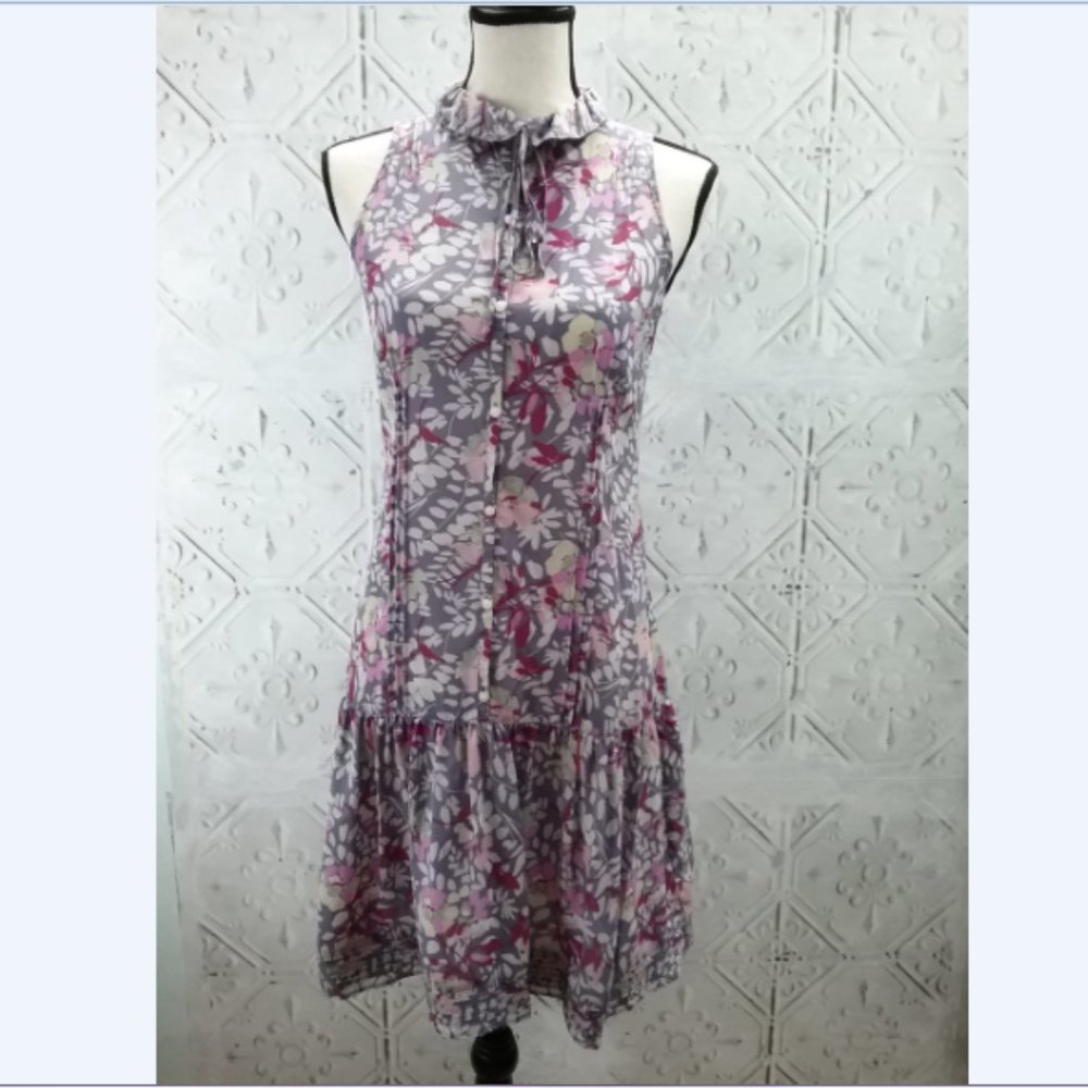 $5 Gap Sleeveless Dress Purple Floral Sheer Size XS